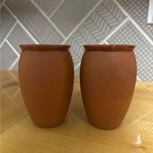 Set of Two Terracotta-Style Red Ceramic Vases - Home Accents